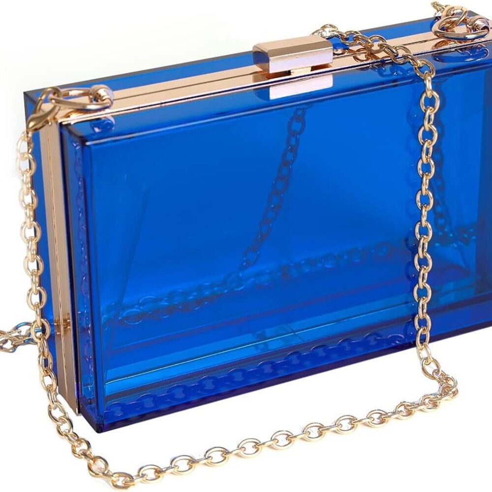 Women Clear Purse Acrylic Box Clutch Handbag, Small Transparent Crossbody Evenin